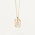 Gold plated necklace with octagon pendant featuring crystal paved letter Q design - Letter Q