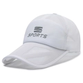 White breathable mesh baseball cap with silver Sports embroidery for summer activities - One Size(Adjustable) / White
