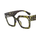 Green and black marbled square eyeglass frame with clear anti-blue light lenses - Green & Black Marbled