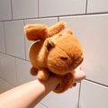 Brown plush Capybara snap bracelet doll with wings worn on wrist for children - Brown Winged Capybara Slap Bracelet (Movable Wings)