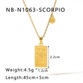 Scorpio 18k gold plated stainless steel square pendant necklace with adjustable chain - Scorpio