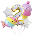 Cartoon Eiscreme und Donut Nummer 2 Ballon Set für Mädchen Geburtstagsparty Deko - Süße Eistüte Süßigkeiten Nummer 2