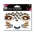 Adesivi Face Art Decor con macchie leopardate e baffi glitterati per costumi da gatto - Adesivi Viso Nero e Rosa
