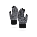 Winter thermal grey knitted touchscreen gloves with thickened wrist cuffs for cold weather - Black