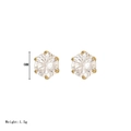 Classic 6mm round cubic zirconia stud earrings with gold plating and 6-prong setting - Gold-White Zircon