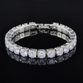Elegant 6mm silver tennis bracelet with sparkling zircon stones and fold-over clasp - 6mm-16cm / White Zirconia