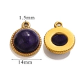 Deep blue natural stone pendant in 14mm golden serrated base for DIY jewelry making - Large (14mm) / Lapis Lazuli