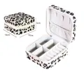 Portable cow print jewelry box with zipper, plush lining and ring slots, 10x10x5cm - Cow Print Single Layer / 10*10*5cm