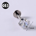 Solid G23 Titanium labret stud featuring a 5mm silver heart-shaped clear cubic zirconia - Heart Zircon-5mm