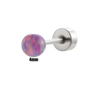 Fashionable 4mm purple and pink opal ball stud earring with silver stainless steel post - Single (4mm) / 7# Purple Grid