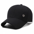 Berretto da baseball in cotone nero classico con logo a scudo in metallo e sei pannelli - Regolabile / Nero
