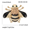 Spilla a forma di ape dorata con smalto nero e strass champagne lucidi da 3,1 cm - Nero (MM-BR-2383黑色)