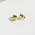 Elegant polished heart stud earrings in shiny golden finish on a clean white background - Polished Heart (Gold)