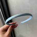 Slim light blue satin headband with smooth silk texture and minimalist candy color design - Light Blue