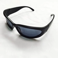 Futuristic punk sunglasses with black streamlined frames and dark grey lenses - Matte Black