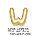 Macro shot of 16x15x5mm gold-plated alphabet W balloon pendant with dimensions - Gold W