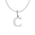 Silver titanium steel necklace featuring a letter C pendant on a flat snake chain - Letter C / 1 Piece / Steel