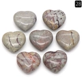 Polished grey-purple heart-shaped natural crystal stones with reddish brown textures - Red Grass Flower Agate
