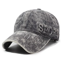 Cappellino da baseball in denim lavato grigio scuro con ricamo SPORT vintage - Regolabile / Grigio
