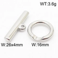 Fermoir à bascule OT en acier inoxydable argenté poli pour bijoux, barre 26mm et anneau 16mm - Anneau Rond Lisse Argenté (KLJ8425-Z)