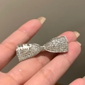 Barrette à cheveux nœud argenté scintillante avec strass pour une coiffure élégante - 25# Pince à bec de canard-Argent-Nœud