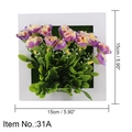 White square frame wall decor with purple and yellow artificial flowers 15cm x 15cm - Style 31A
