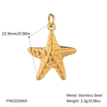 Golden stainless steel starfish pendant with dimensions 22.9mm and 2.2g weight - Gold Textured Starfish Style (YYAC025119)