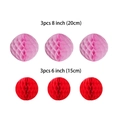 6-piece set of pink and red honeycomb paper balls in 8-inch and 6-inch sizes - Honeycomb