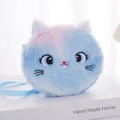 Cute light blue plush cat-shaped crossbody bag with soft faux fur and embroidery - Blue Gradient