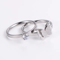 Set di anelli in argento con zircone di lusso e design a farfalla opaca raffinata - US 6 / Color Acciaio