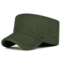Dark green cadet cap with SPIRIT embroidery and flat top in structured canvas fabric - Adjustable / Army Green