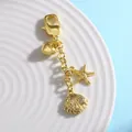 Colgante de estrella de mar y concha bañada en oro de 18k con cristales y cierre - Estilo C-Concha Circonita / Dorado