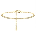 Elegant gold S925 sterling silver bracelet featuring sparkling cubic zirconia stones - 18+5cm / Gold