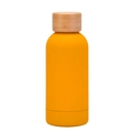 Matte yellow stainless steel flask with natural bamboo lid and portable 350ml design - 350ml / Earthy Yellow