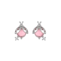 Pendientes de mariquita rosa bañados en plata con alas translúcidas y circón brillante - Mariquita Rosa (Chapado en Oro Blanco)