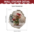 3D Christmas mouse hole wall sticker with cute mouse in red hat for nursery decor - Mouse with Sweater and Mug (UV24Y12637T_T)