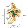 Gold-plated coconut tree charm with green zircons and measurement details - Coconut Tree Model B / Gold