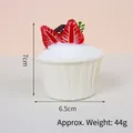 Artificial strawberry cupcake model with white cream swirls and red berry detail - White Cup Strawberry