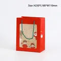 Bolsa de regalo de Navidad roja con ventana transparente y asas verdes talla mediana - Mediano / Rojo