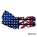 Arm sleeves featuring USA flag and cross design with vintage ink splash effect for sports - Cross US Flag Style(MGXT-016)