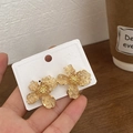 Floral stud earrings with amber stone petals and gold pistil in a vintage style - 12# Silver Earring Post-Yellow