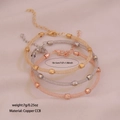 Dreifarbiges Stretch-Netzarmband-Set in Gold, Silber und Roségold-Finish - Mesh mit Quadratischen Perlen Stil (2#)
