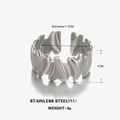 Silver hollow heart-shaped open ring in stainless steel with 1cm wide band - Heart Open Style / Steel