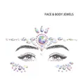 Face and body jewels with iridescent rhinestones and white pearls in crown design - Multicolor Iridescent Rhinestone (DA-27-1)