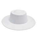 Sombrero boater minimalista de fieltro de lana blanca con copa y ala planas - M (56-58cm) / Blanco