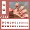 Pink gradient press-on nails with golden heart sequins 24pcs set for manicures - Bean Paste Red Gradient Silver Heart Style (A744)