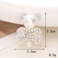 Sparkling crystal bow-tie bear charm with white pearls for DIY accessories, 3.3cm size - D395 Pearl Bear (Silver)