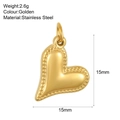 Golden heart-shaped stainless steel pendant 15mm for DIY jewelry and necklaces - Heart