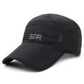 Berretto sportivo a 5 pannelli nero, traspirante e ad asciugatura rapida con logo SDR - Nero