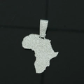 Collana hip hop con ciondolo mappa Africa argento e strass trasparenti brillanti - Solo ciondolo d'argento